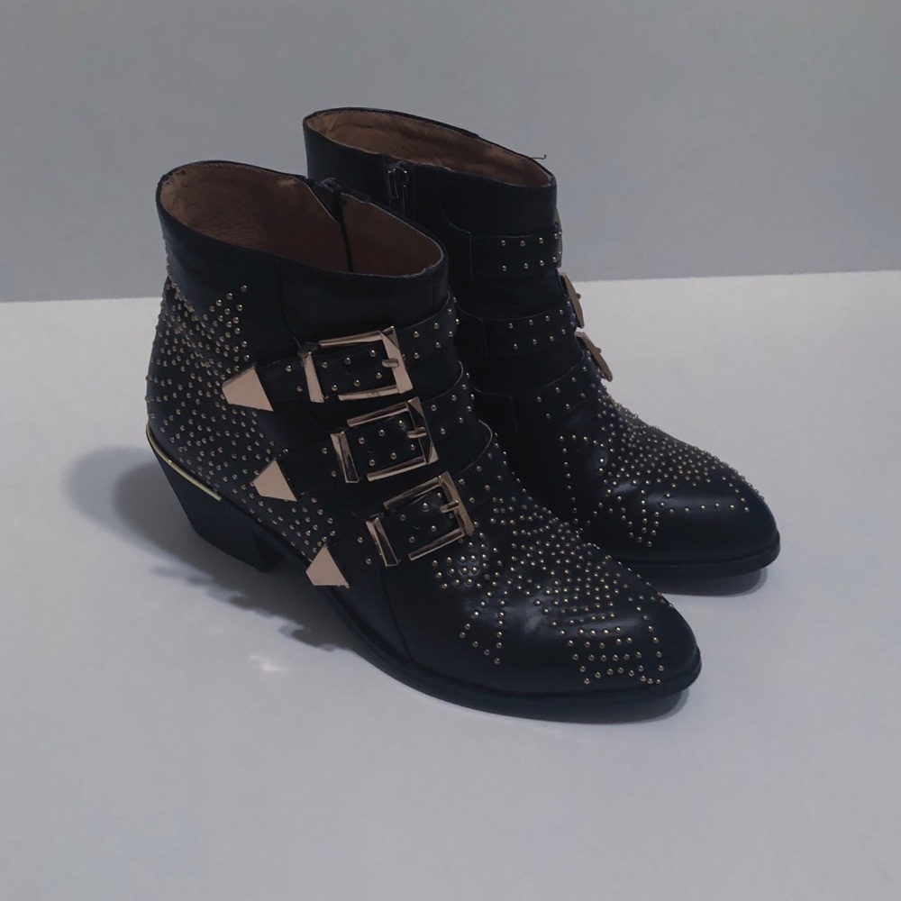 Jessica Buurmann Studded Buckle Booties / size 8.5